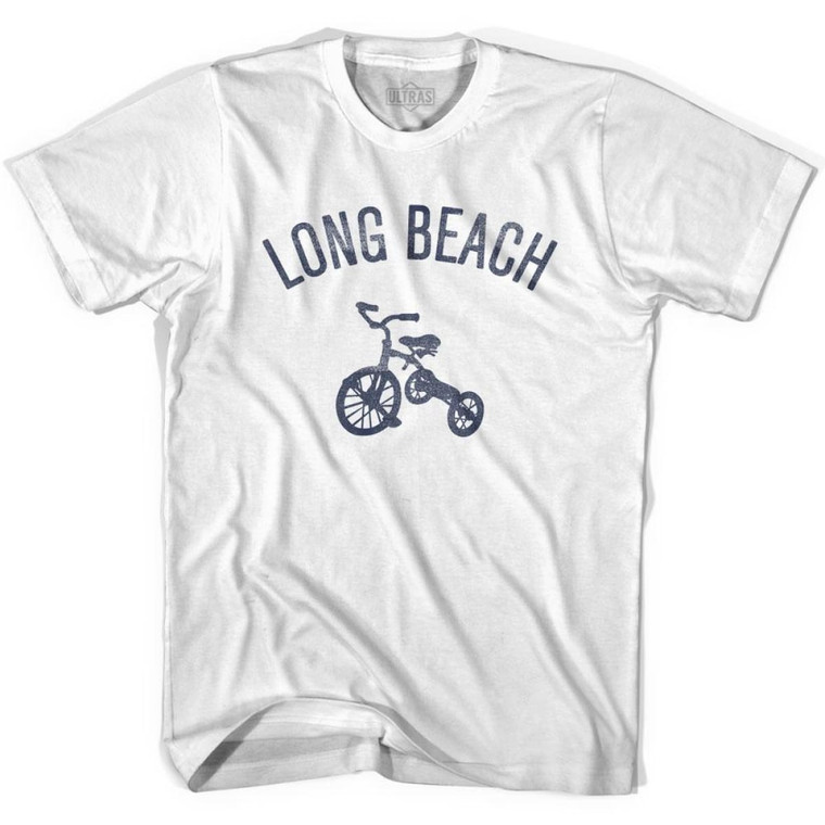 Long Beach City Tricycle Womens Cotton T-shirt - White