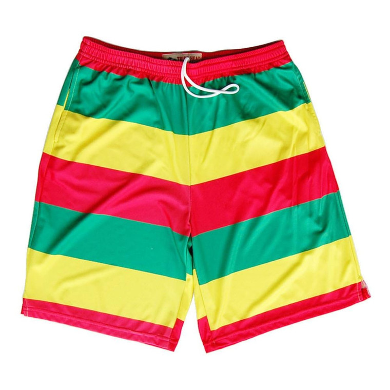 Rasta Flag Color Sublimated Lacrosse Shorts Made in USA - Rasta