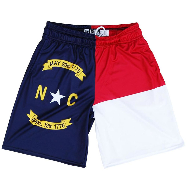 North Carolina Flag Lacrosse Shorts Made in USA - Red White and Blue