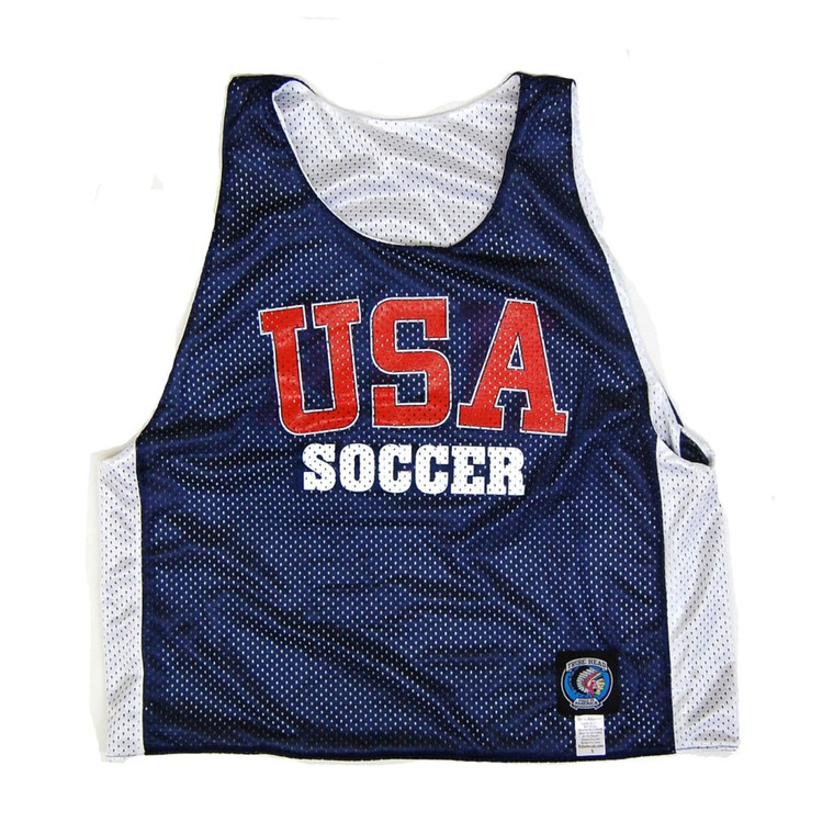 USA Soccer Pinnie Made In USA - White & Navy