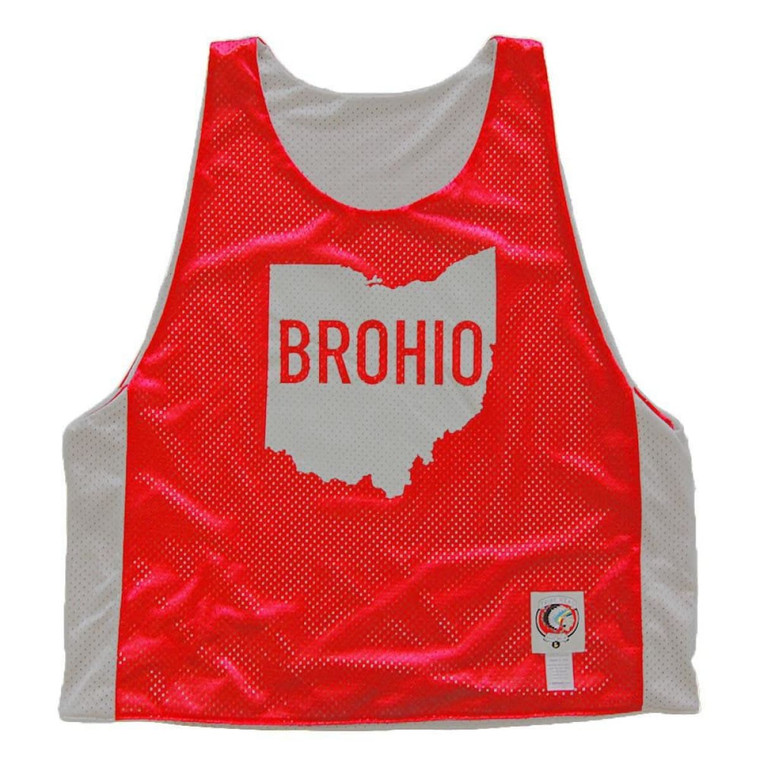 Ohio Brohio Lacrosse Pinnie Made In USA - Red and Silver
