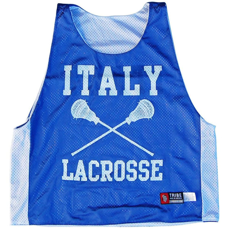 Italy Nations Lacrosse Pinnie Made In USA - Royal and White