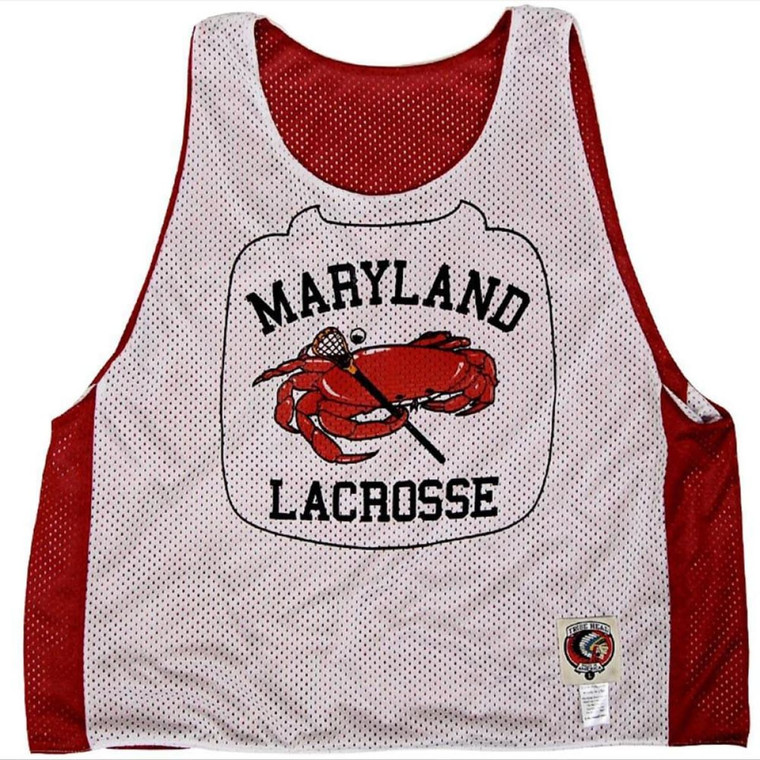 Maryland Crab Lacrosse Pinnie Made In USA - White & Red