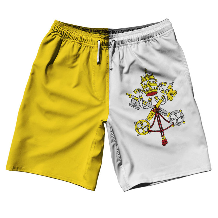 Vatican City 10" Swim Shorts Made in USA - Yellow White