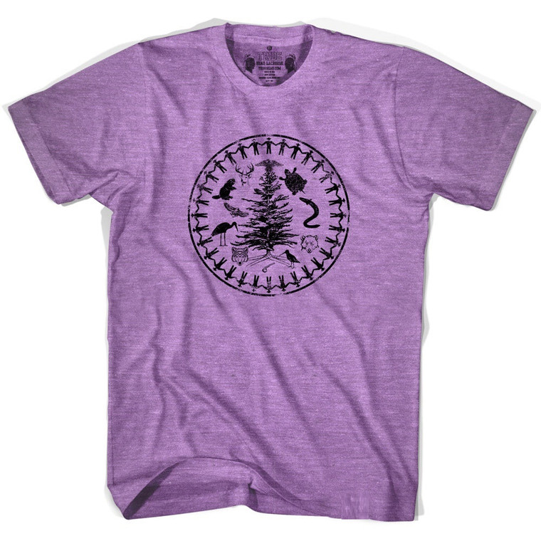 Iroquois Nation Lacrosse Passport Tri-Orchid Adult Tri-Blend T-shirt - Purple