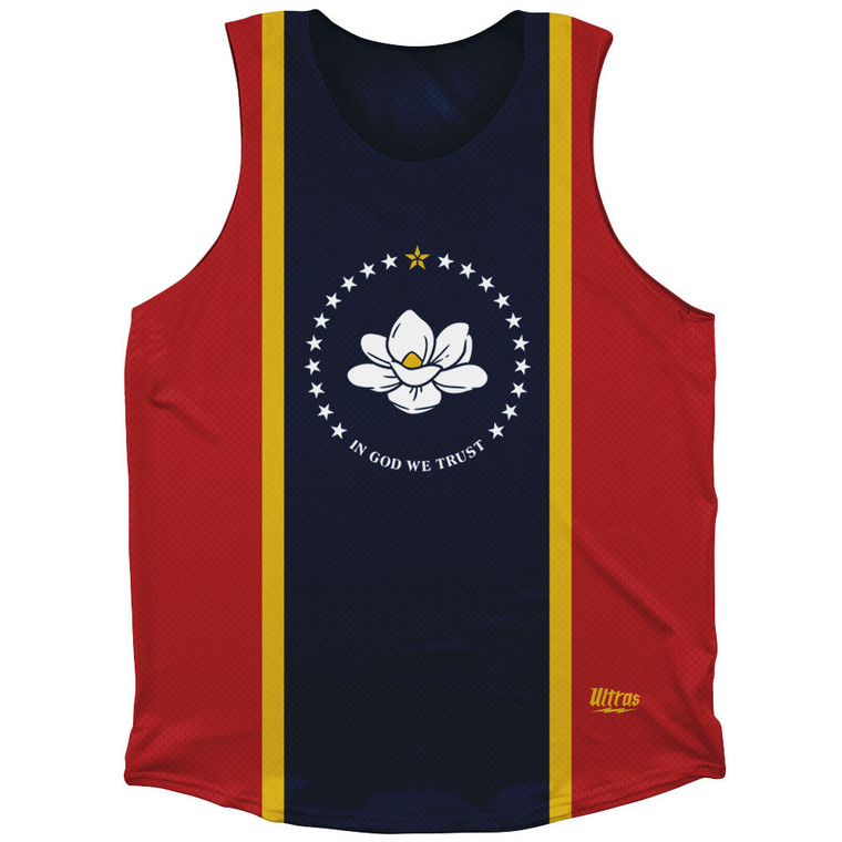 New Magnolia Mississippi State Flag Athletic Tank Top - Red Blue