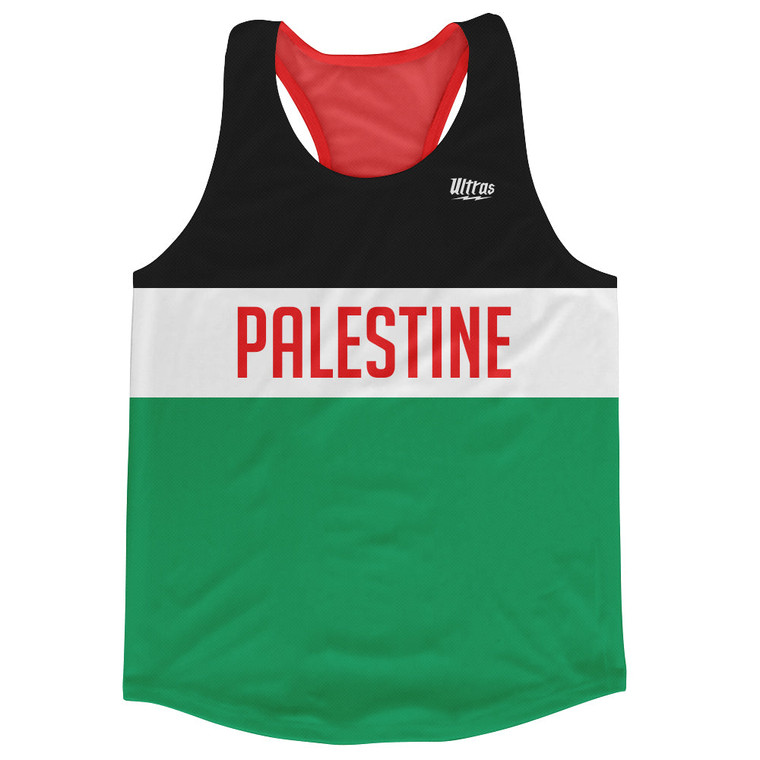 Palestine Running Singlet Racerback Tank Top Finish Line Made In USA - White Green