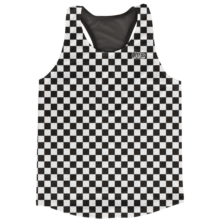 Black & White Micro Checkerboard Running Tank Top Racerback Track and Cross Country Singlet Jersey Made In USA - Black & White