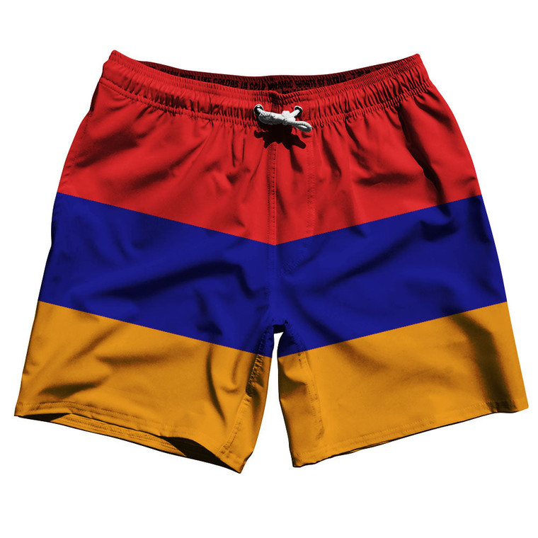 Armenia Country Flag 7.5" Swim Shorts Made in USA - Red Blue Yellow