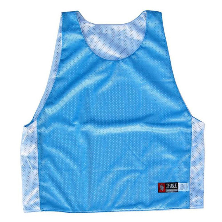 Baby Blue and White Reversible Lacrosse Pinnie Made In USA - Baby Blue/White