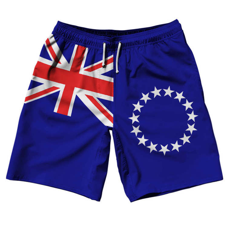 Cook Islands Country Flag 10" Swim Shorts Made in USA - Blue White