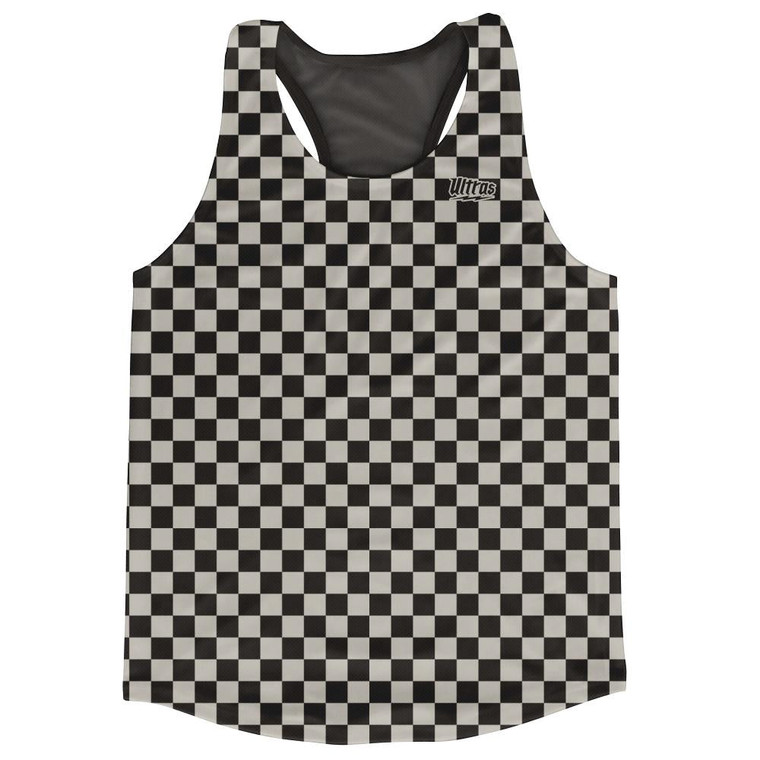 Cool Grey Micro Checkerboard Running Tank Top Racerback Track and Cross Country Singlet Jersey Made In USA - Cool Grey