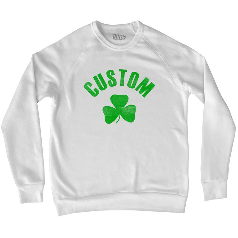 Custom Clover Shamrock Adult Tri-Blend Sweatshirt - White