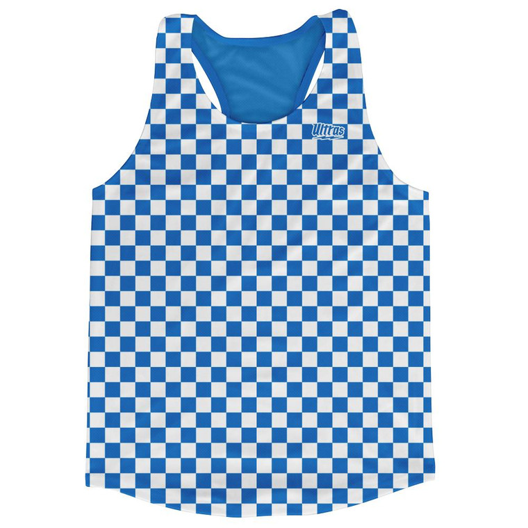 Royal & White Micro Checkerboard Running Tank Top Racerback Track and Cross Country Singlet Jersey Made In USA - Royal & White