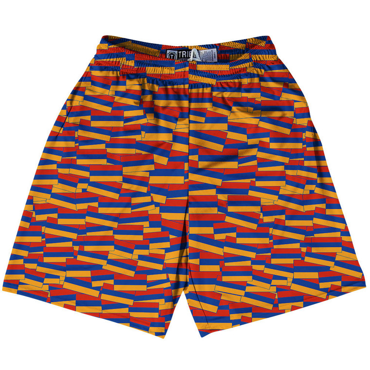 Tribe Armenia Party Flags Lacrosse Shorts Made in USA - Yellow Blue