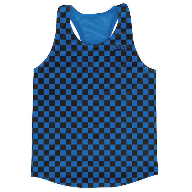 Royal & Black Micro Checkerboard Running Tank Top Racerback Track and Cross Country Singlet Jersey Made In USA - Royal & Black