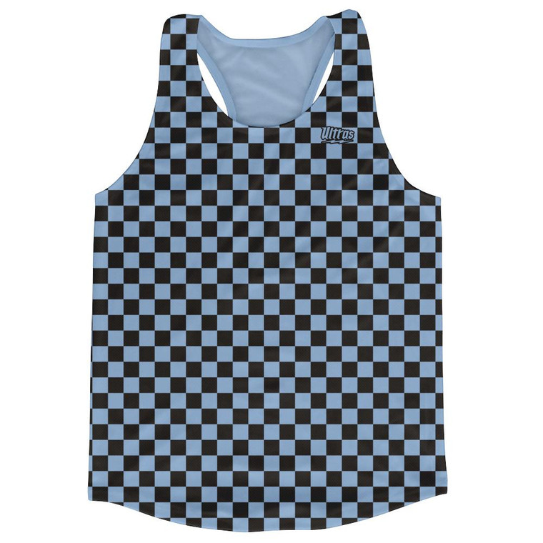 Blue & Black Micro Checkerboard Running Tank Top Racerback Track and Cross Country Singlet Jersey Made In USA - Blue & Black