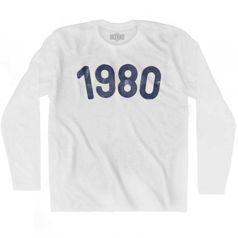 1980 Year Celebration Adult Cotton Long Sleeve T-shirt - White