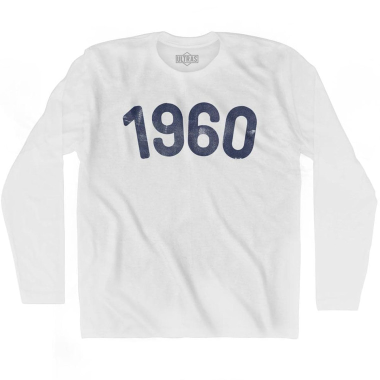 1960 Year Celebration Adult Cotton Long Sleeve T-shirt - White