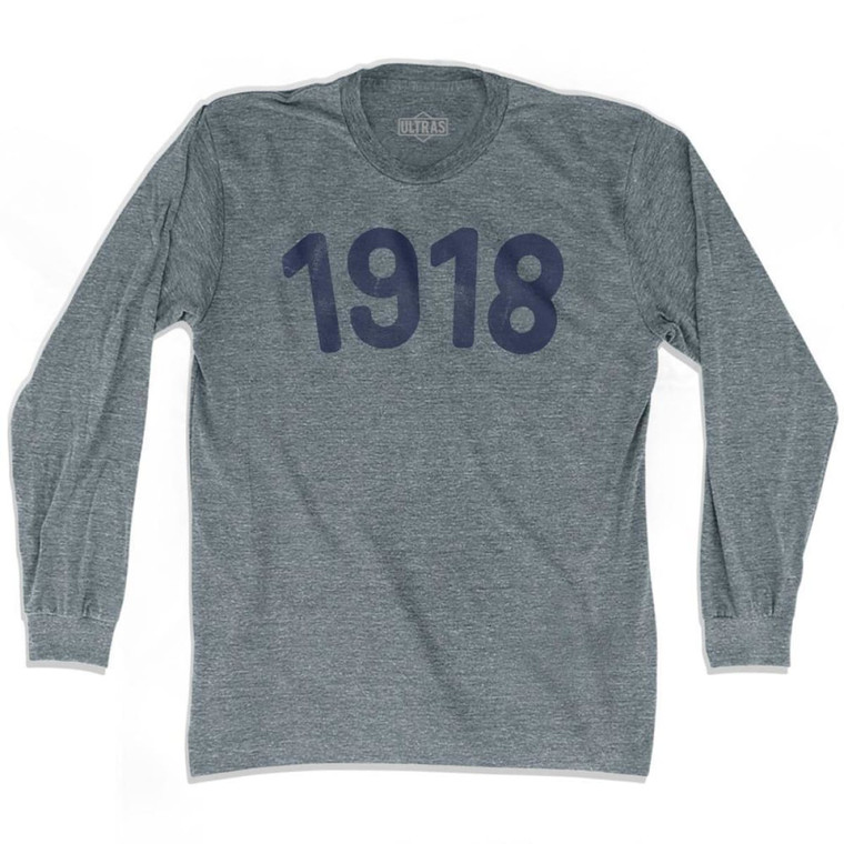 1918 Year Celebration Adult Tri-Blend Long Sleeve T-shirt - Athletic Grey