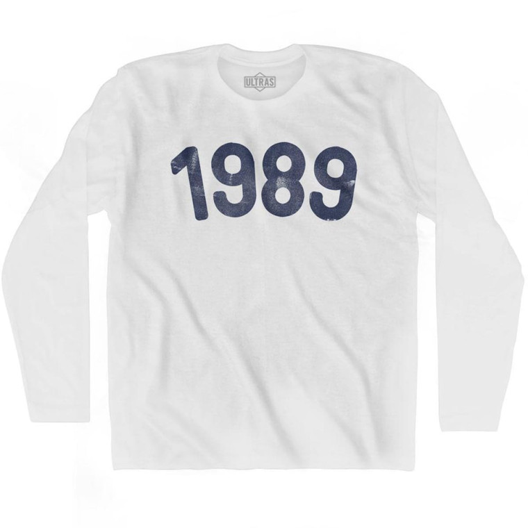 1989 Year Celebration Adult Cotton Long Sleeve T-shirt - White