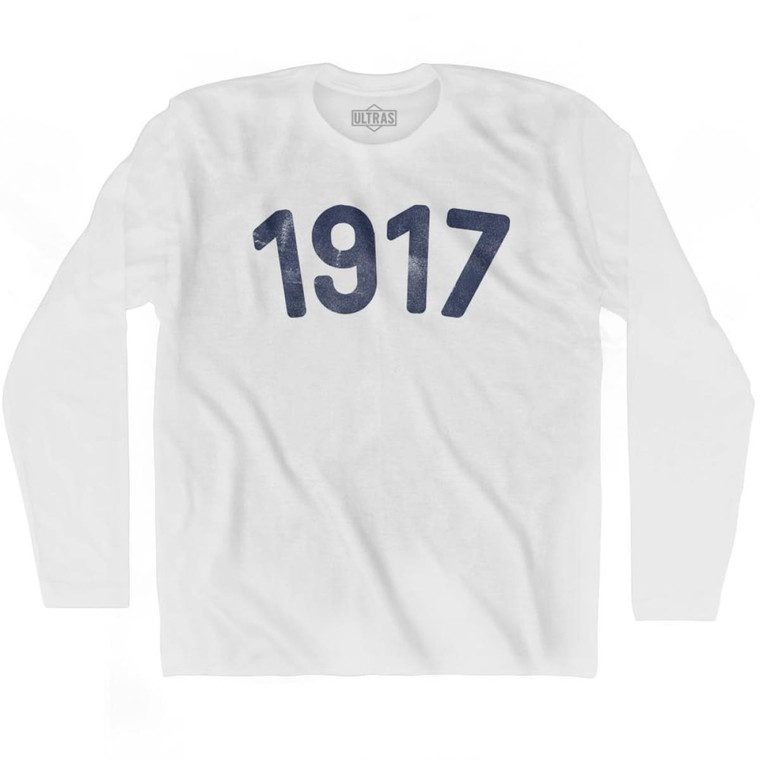 1917 Year Celebration Adult Cotton Long Sleeve T-shirt - White