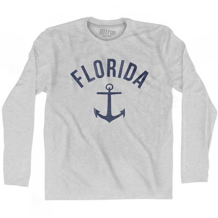 Florida State Anchor Home Cotton Adult Long Sleeve T-shirt - Grey Heather