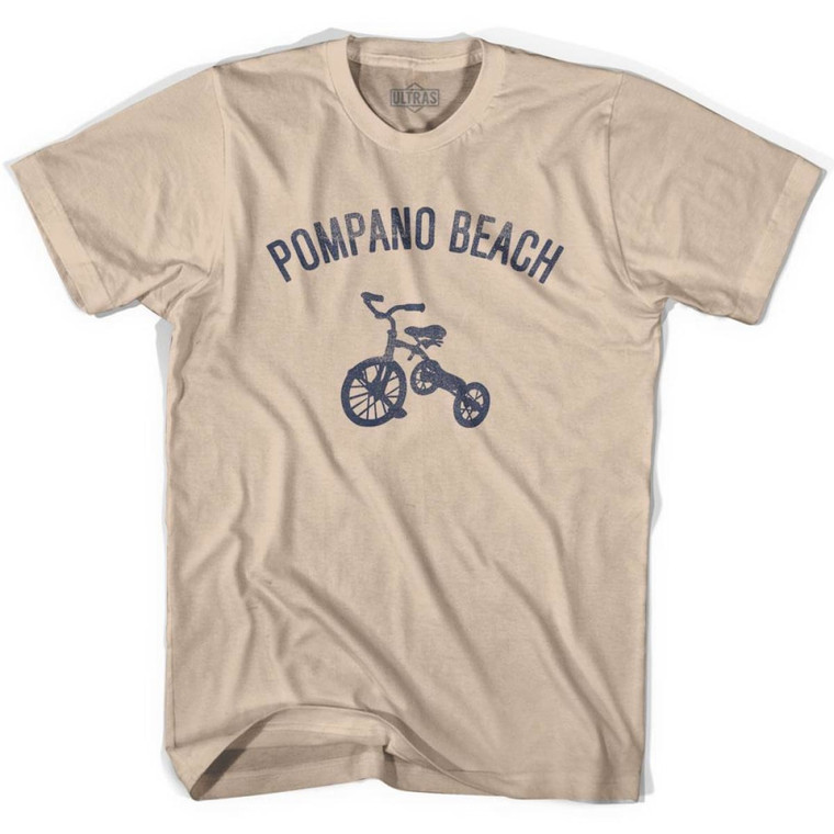 Pompano Beach City Tricycle Adult Cotton T-shirt - Creme