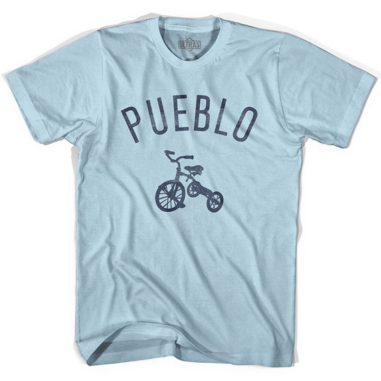 Pueblo City Tricycle Adult Cotton T-shirt - Light Blue