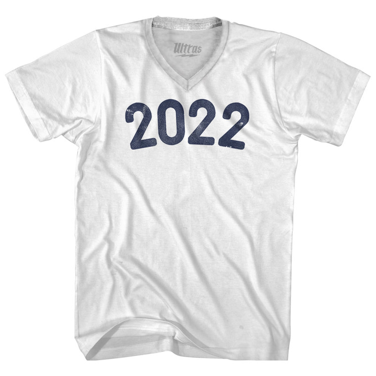 2022 Year Celebration Adult Tri-Blend V-neck T-shirt - White