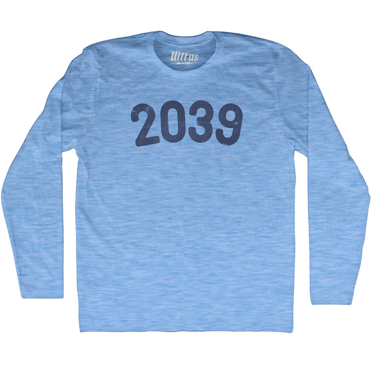 2039 Year Celebration Adult Tri-Blend Long Sleeve T-shirt - Athletic Blue
