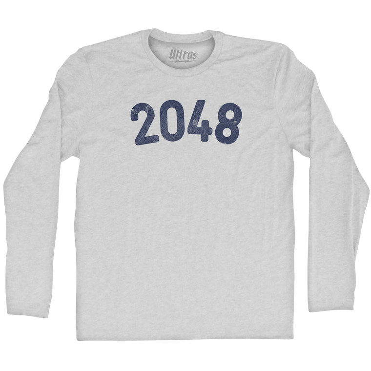 2048 Year Celebration Adult Cotton Long Sleeve T-shirt - Grey Heather