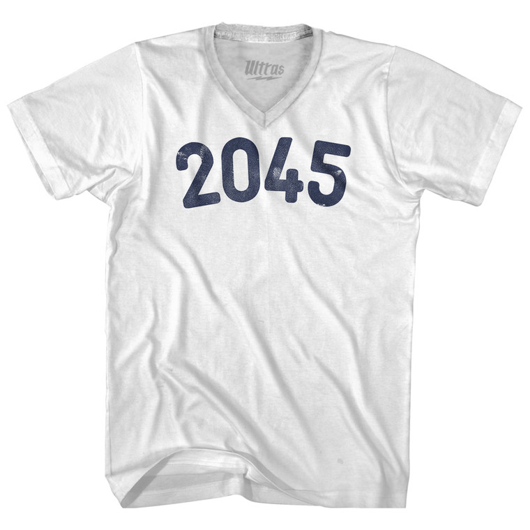 2045 Year Celebration Adult Tri-Blend V-neck T-shirt - White
