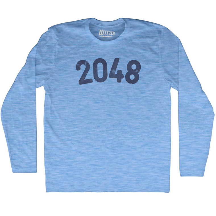 2048 Year Celebration Adult Tri-Blend Long Sleeve T-shirt - Athletic Blue