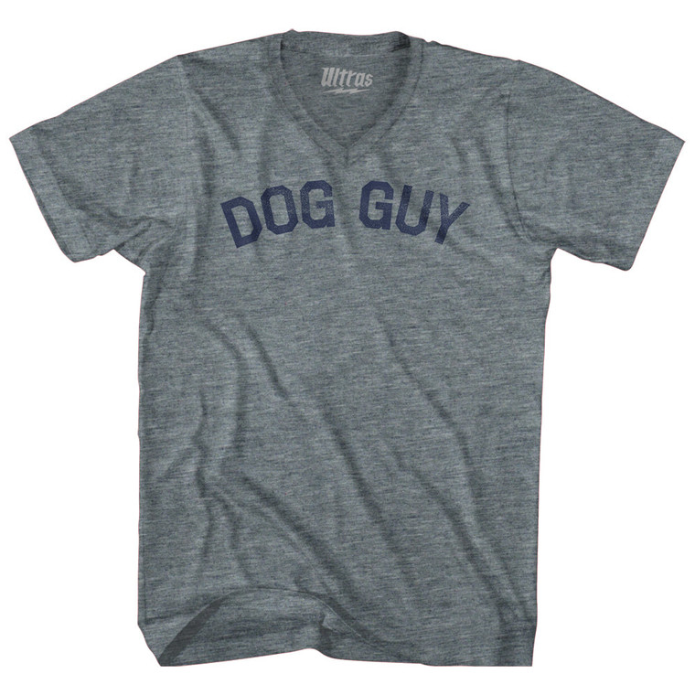 Dog Guy Tri-Blend V-neck Womens Junior Cut T-shirt - Athletic Grey