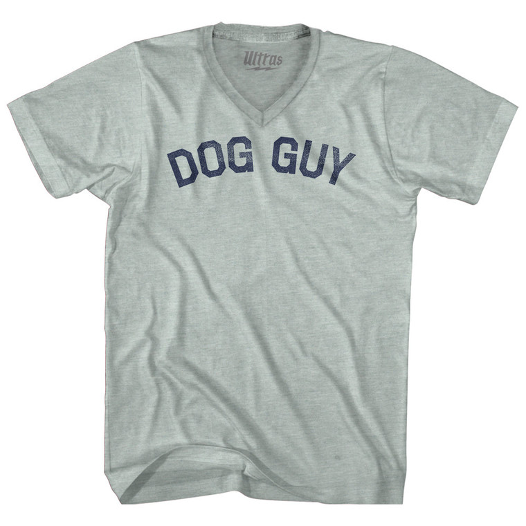 Dog Guy Adult Tri-Blend V-neck T-shirt - Athletic Cool Grey