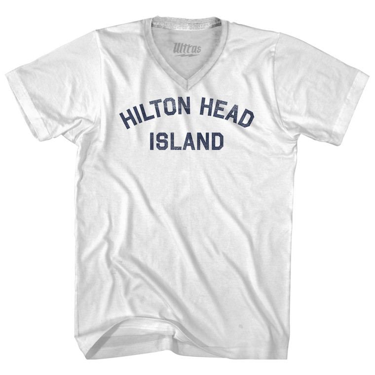 Hilton Head Island Adult Tri-Blend V-neck T-shirt - White