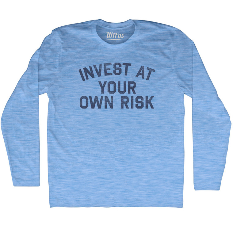 Invest At Your Own Risk Adult Tri-Blend Long Sleeve T-shirt - Athletic Blue