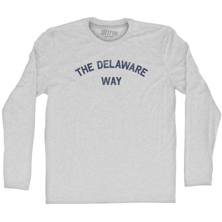 The Delaware Way Adult Cotton Long Sleeve T-shirt - Grey Heather