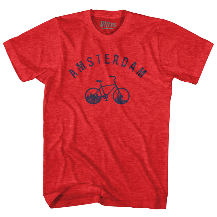 Amsterdam Bike Adult Tri-Blend T-shirt - Athletic Red
