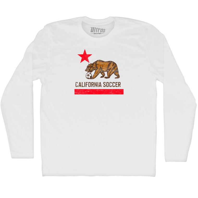 California Soccer Adult Cotton Long Sleeve T-shirt - White