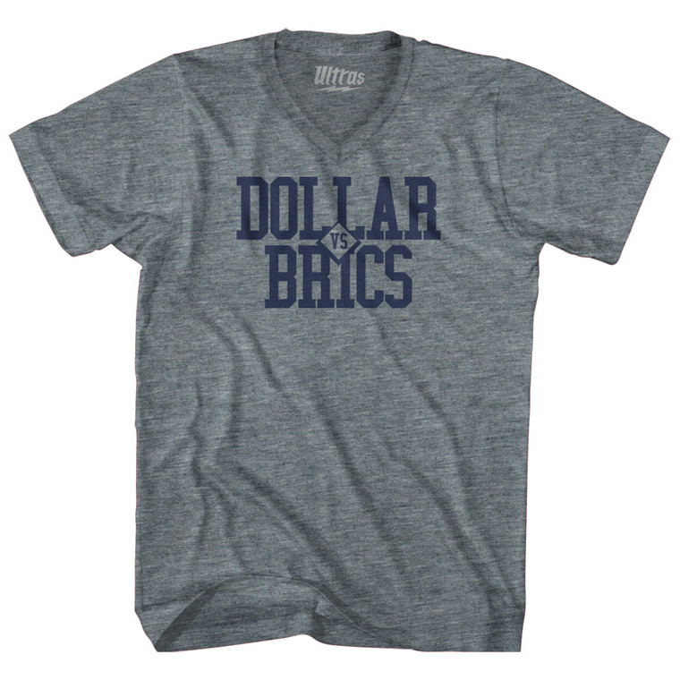 Dollar VS Brics Tri-Blend V-neck Womens Junior Cut T-shirt - Athletic Grey