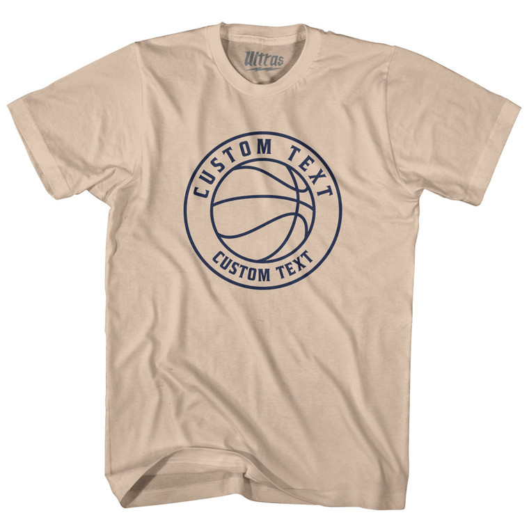 Basketball Custom Text Adult Cotton T-shirt - Creme