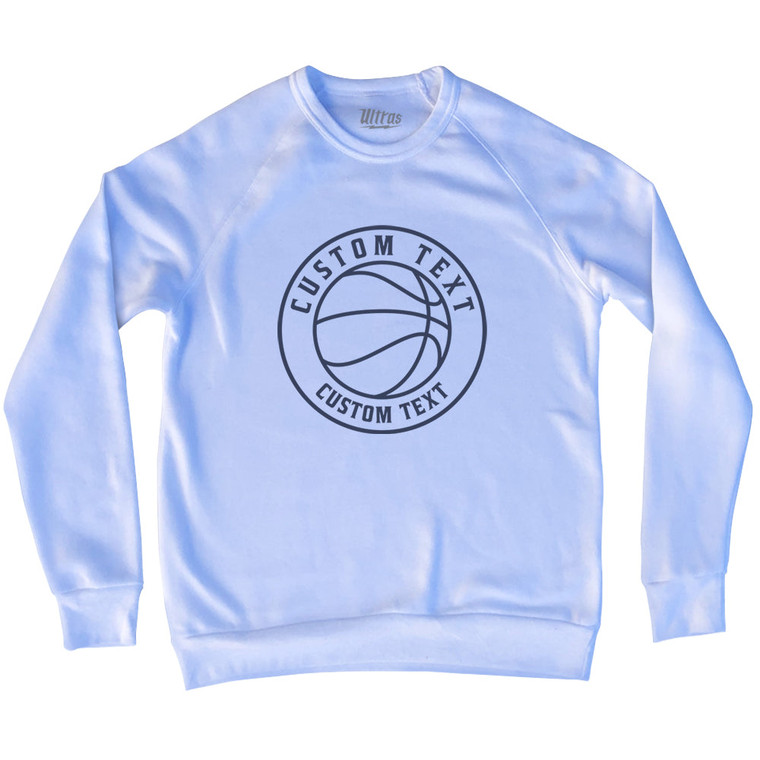 Basketball Custom Text Adult Tri-Blend Sweatshirt - White