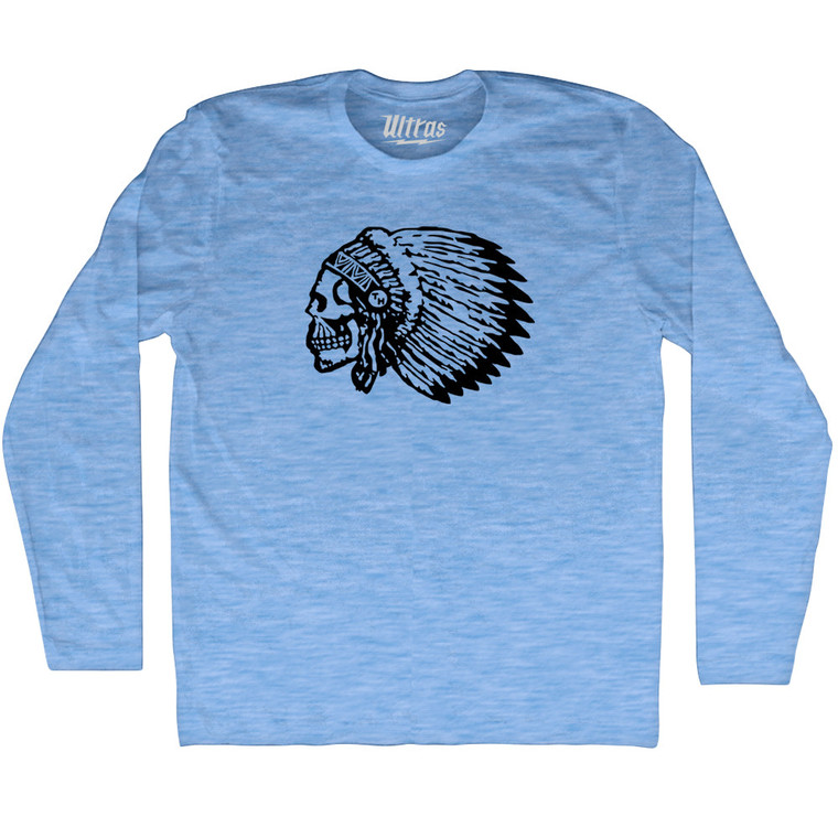 Skull Headdress Adult Tri-Blend Long Sleeve T-shirt - Athletic Blue