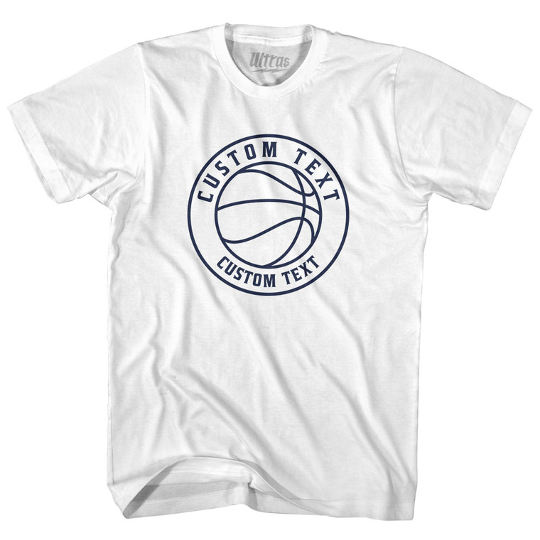 Basketball Custom Text Youth Cotton T-shirt - White