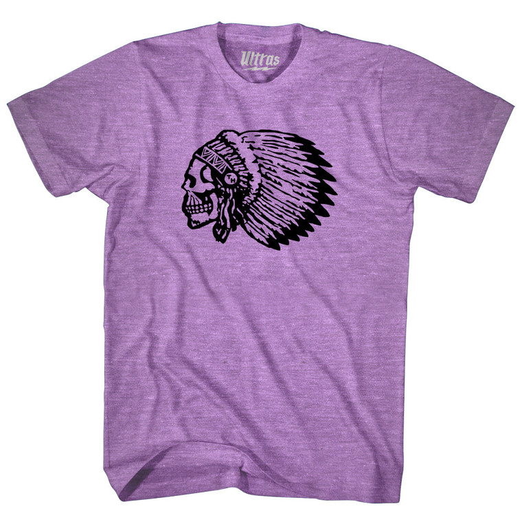 Skull Headdress Adult Tri-Blend T-shirt - Athletic Purple