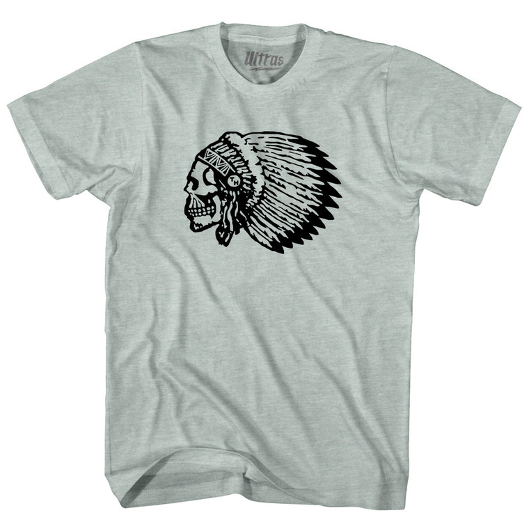 Skull Headdress Adult Tri-Blend T-shirt - Athletic Cool Grey