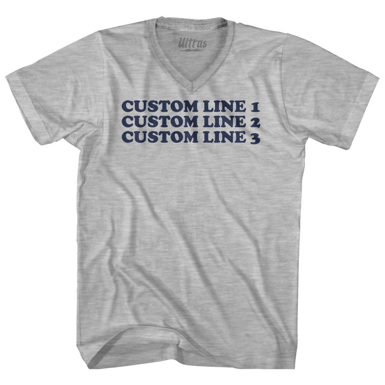 Custom Cooper Font Adult Cotton V-neck T-shirt - Grey Heather