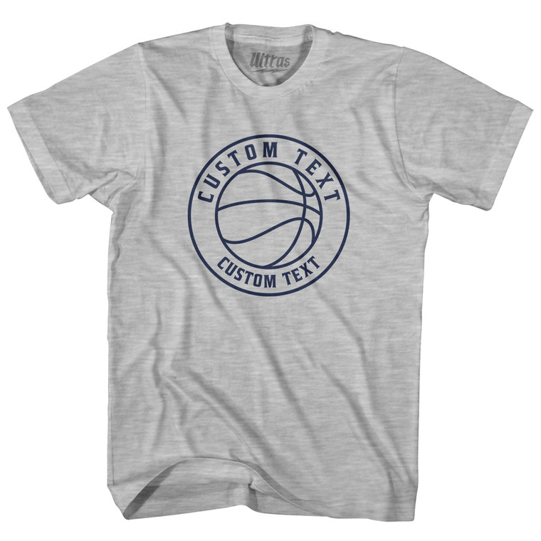 Basketball Custom Text Adult Cotton T-shirt - Grey Heather